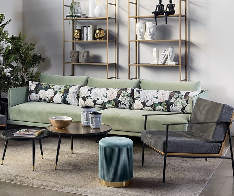 ספה קטיפה ירוק בהיר