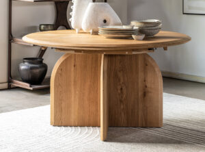 שולחן אוכל עגול רגל מעוגלת