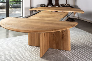 שולחן אוכל עגול רגל מעוגלת