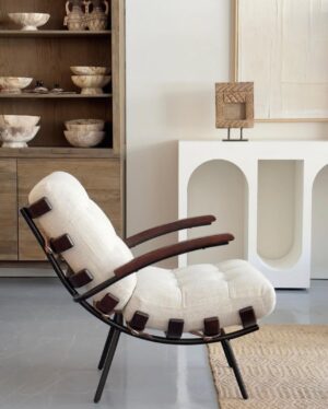 כורסא מוזס כפתורימ בד ארוג