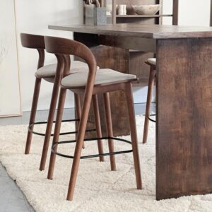 כסא בר ג'ורדן אגוז מושב פשתן